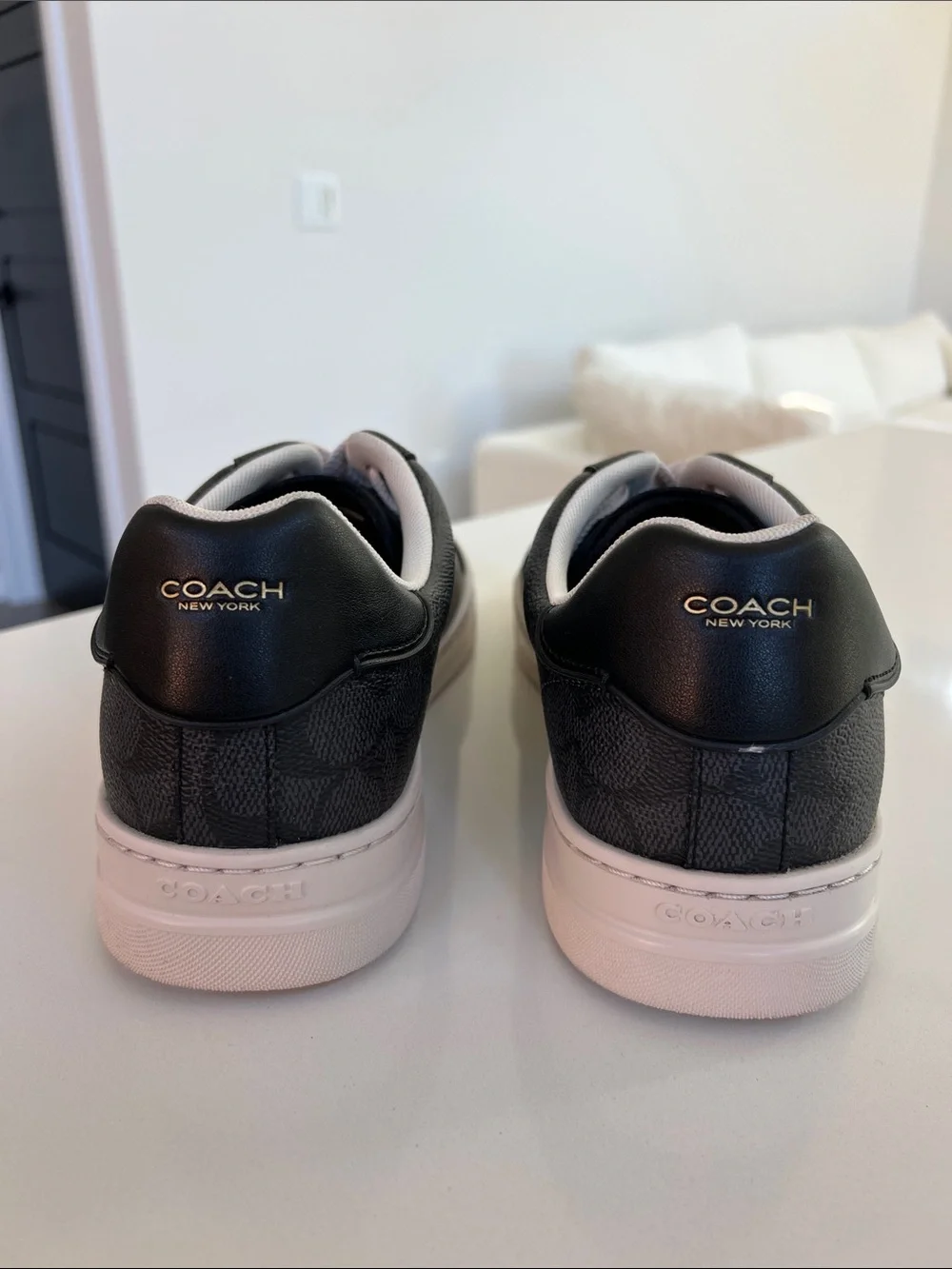 Coach high line signature C logo print charcoal black lace up sneakers 11